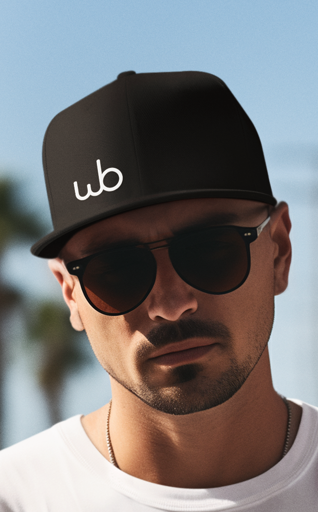 Black Snapback with White Embroidered Wb Logo